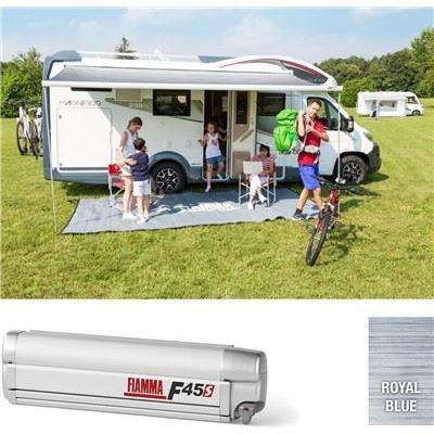 Fiamma F45S 425cm Awning Polar White Case Royal Blue Fabric Motorhome Caravan - UK Camping And Leisure