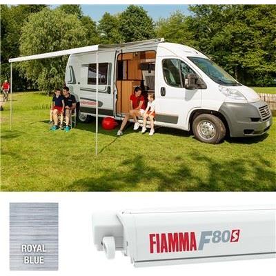 Fiamma F80S 290 Awning Polar White Case Royal Blue Fabric Motorhome Caravan Van UK Camping And Leisure