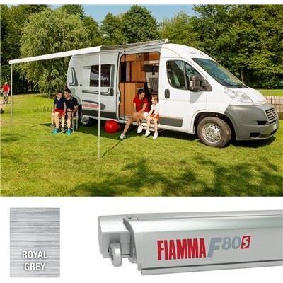 Fiamma F80S 450 Awning Polar White Case Royal Blue Fabric Motorhome Caravan Van UK Camping And Leisure