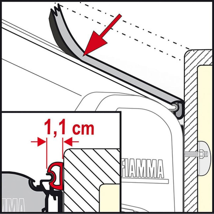 Fiamma Rain Guard 1.1Cm Wide X 1M, Rubber Rain Seal For Fiamma F45 Awnings 03910-01- UK Camping And Leisure