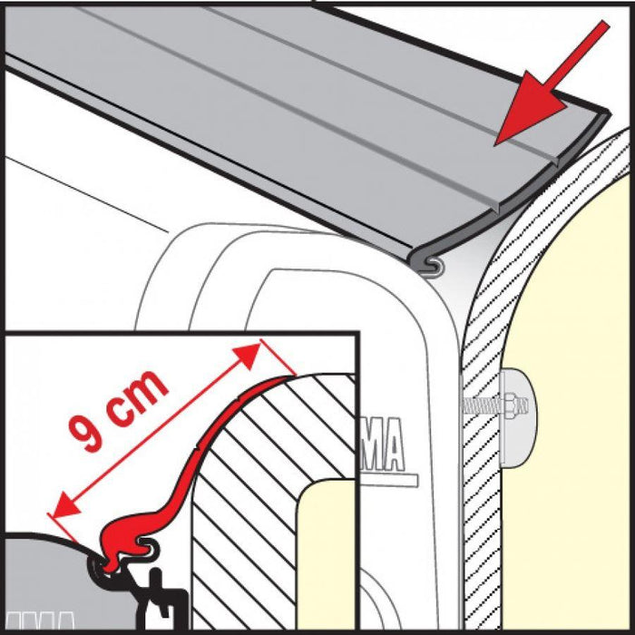 Fiamma Rain Guard 9Cm Wide X 1M, Rubber Rain Seal For Fiamma F45 Awnings 04629-01- - UK Camping And Leisure