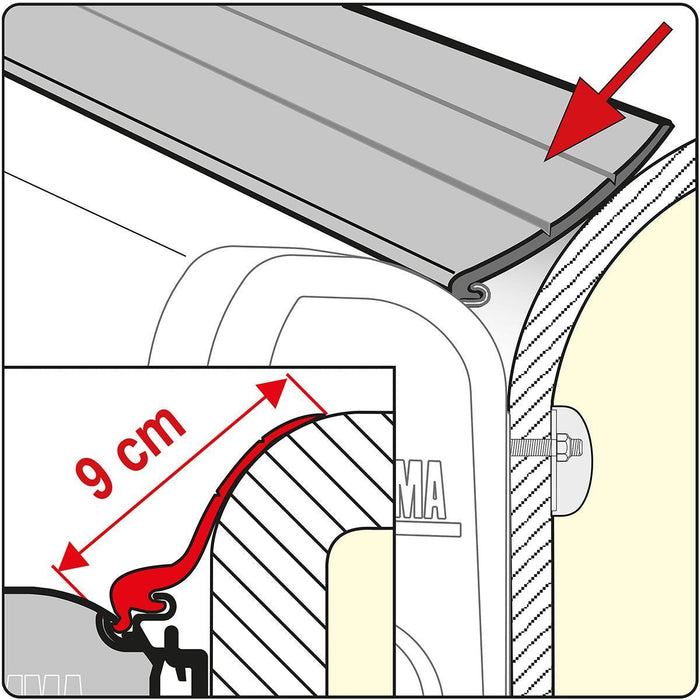 Fiamma Rain Guard 9Cm Wide X 1M, Rubber Rain Seal For Fiamma F45 Awnings 04629-01- - UK Camping And Leisure