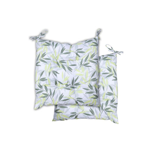 Garden Chair Green/Grey Leaf Print Seat Cushion Pair Gardenwize  - Dynamic Drive