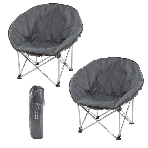 Grey Adult Bucket Camping Chair Padded High Back Folding Orca Moon Chair & Bag x2 Summit  - Dynamic Drive