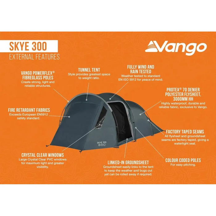 Vango Skye 300 Deep Blue 3 Person Tent Vango  - Dynamic Drive