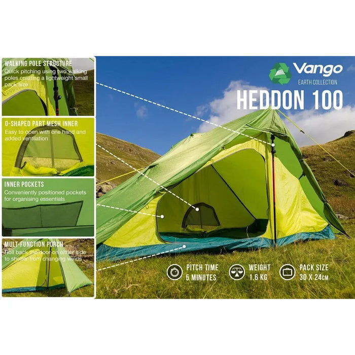 Vango Heddon 100 Pamir Green 1 Person Tent Vango  - Dynamic Drive