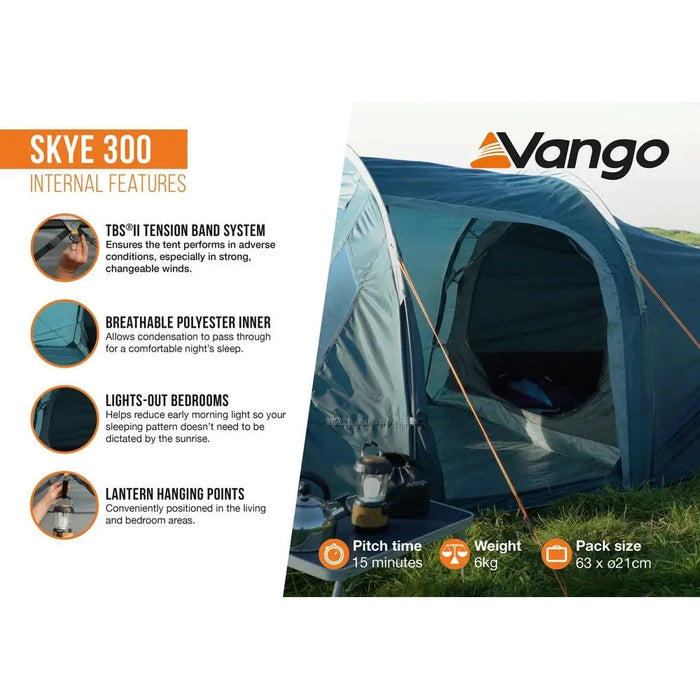 Vango Skye 300 Deep Blue 3 Person Tent Vango  - Dynamic Drive