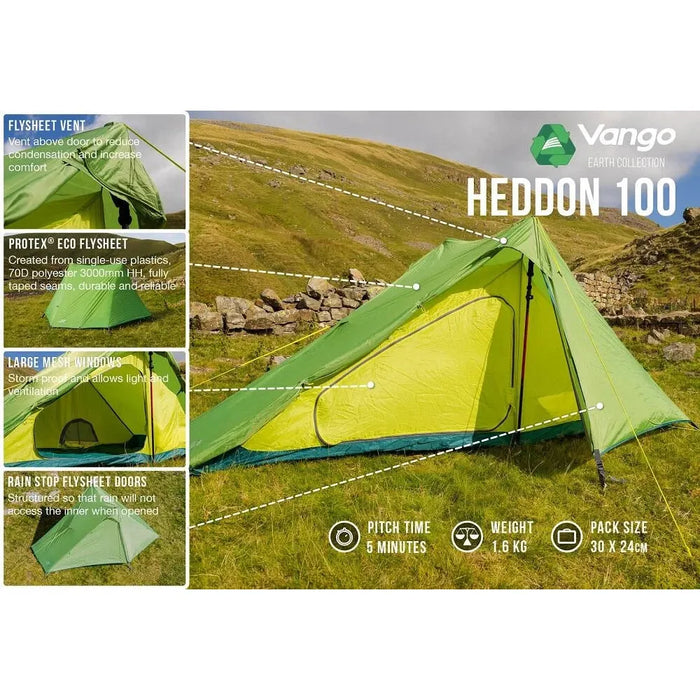 Vango Heddon 100 Pamir Green 1 Person Tent Vango  - Dynamic Drive