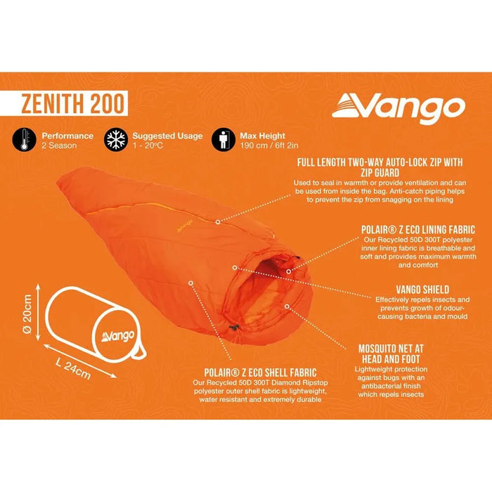 Vango Zenith 200 200 Tango Red Sleeping Bag Vango  - Dynamic Drive