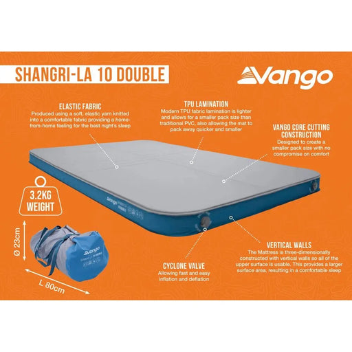 Vango Shangri-La II 10 Double 10 Double Cloud Grey / Sky Blue Self Inflating Sleep Mat Vango  - Dynamic Drive