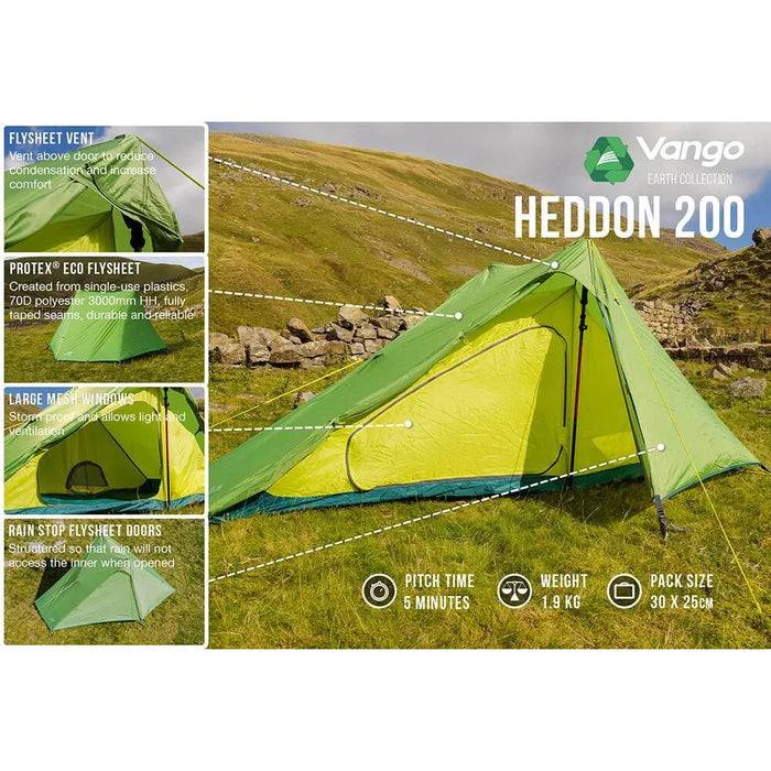 Vango Heddon 200 Pamir Green 2 Person Tent Vango  - Dynamic Drive