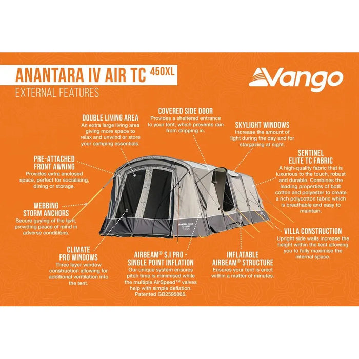 Vango Anantara IV Air TC 450XL Cloud Grey Tent 4 Berth Vango  - Dynamic Drive