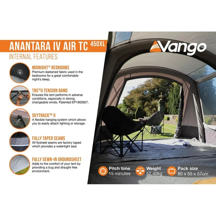 Vango Anantara IV Air TC 450XL Cloud Grey Tent 4 Berth Vango  - Dynamic Drive