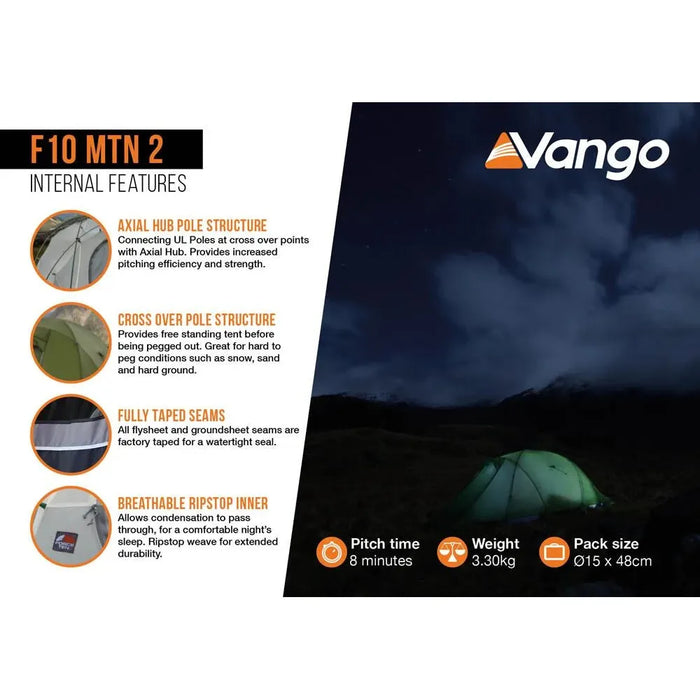 Vango F10 MTN 2 Person F10 Alpine Green Tent Vango  - Dynamic Drive