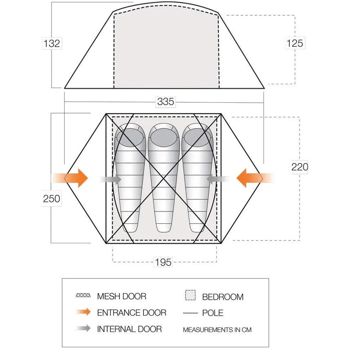 Vango Tryfan 300 Pamir Green 3 Person Tent