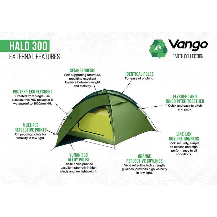 Vango Halo 300 Pamir Green 3 Person Tent