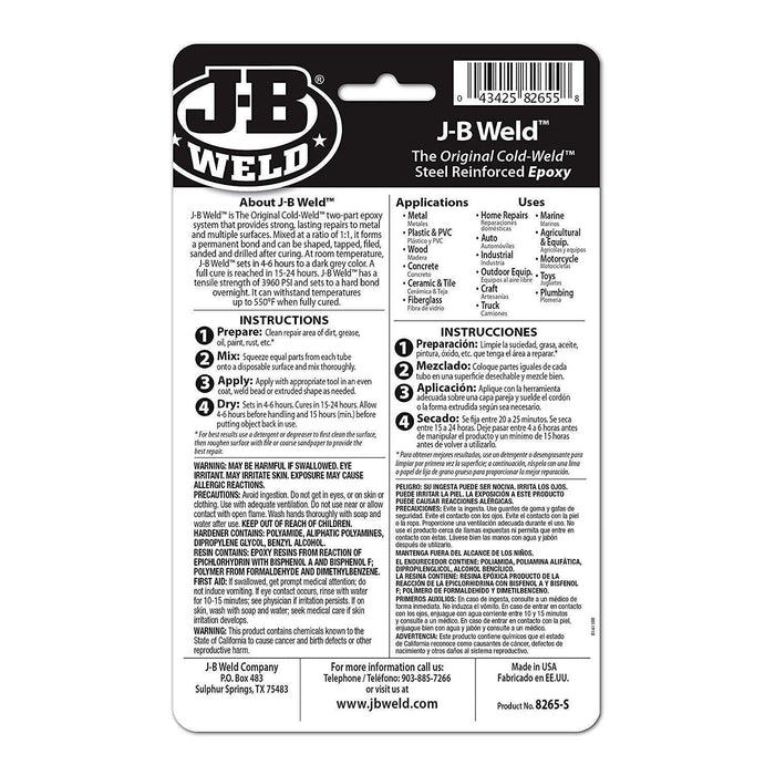 JB Weld Original Cold Weld Steel Reinforced Epoxy Compound Metal Glue NEW JB8265 J-B Weld  - Dynamic Drive