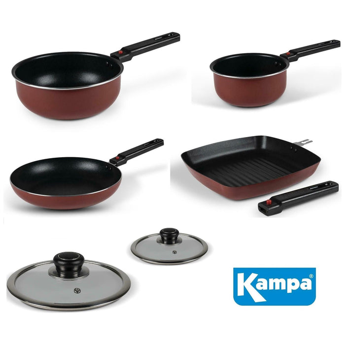 Kampa 6 Pcs Set Saucepans & Frying Pans with Removeable Handle Kampa  - Dynamic Drive