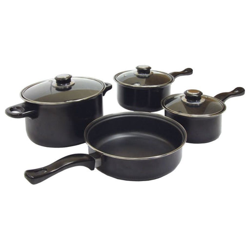 Leisurewize 7 piece Cookware Set Pan Saucepan Set Carbon Non Stick Glass Lids Leisurewize  - Dynamic Drive