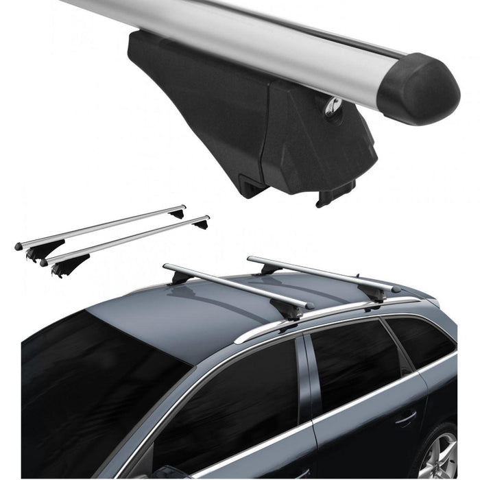 Locking Universal Aluminium Car Roof Bars Cross Rack 1.2M For Flush & Raised Rails 75kg Maypole  - Dynamic Drive