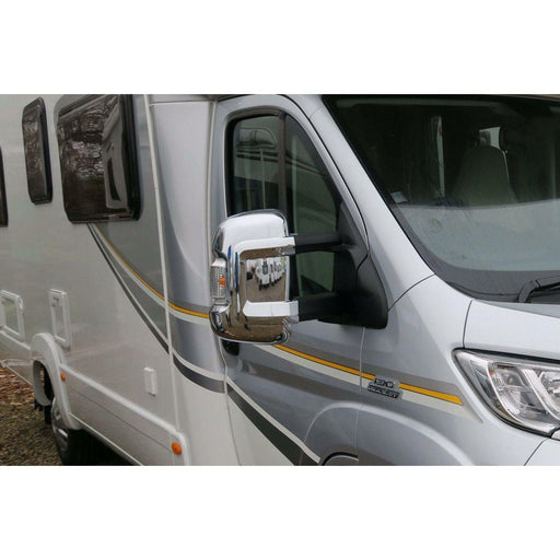 Long Arm Chrome Mirror Covers for Fiat Ducato, Peugeot Boxer, Citroen Relay Van/Motorhome (2007+) Milenco  - Dynamic Drive