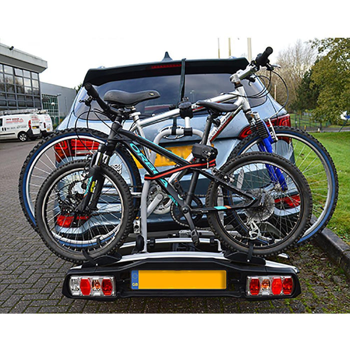 M-Way Towball Mounted Car Rear Tow Bar Cycle Holder 2 Bike Carriers with Electrics Maypole  - Dynamic Drive