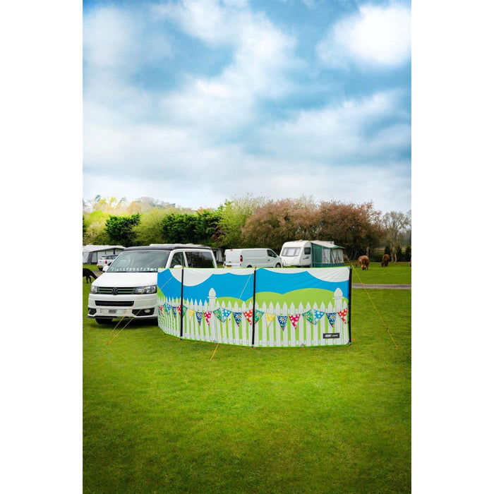 Maypole 3 Panel Poled Windbreak Summer Days 5m x 1.4m Maypole  - Dynamic Drive