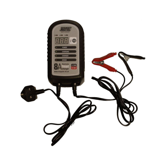 Maypole 7428 8A 12V Car Bike Caravan Van Electronic Smart Battery Charger Maypole  - Dynamic Drive