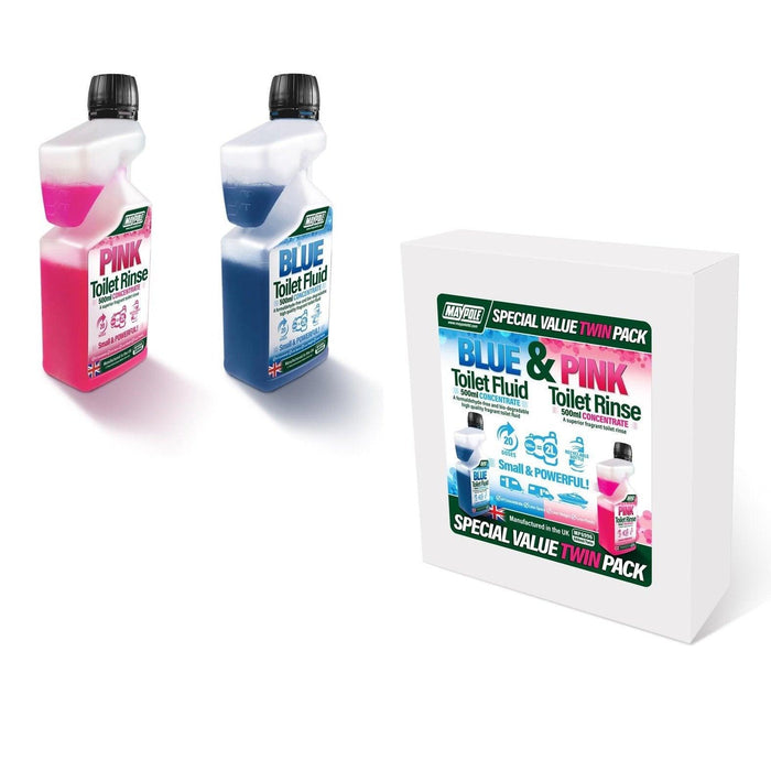 Maypole Twin Pack Toilet Fluid & Rinse Concentrate Caravan Camping Makes 4L Maypole  - Dynamic Drive