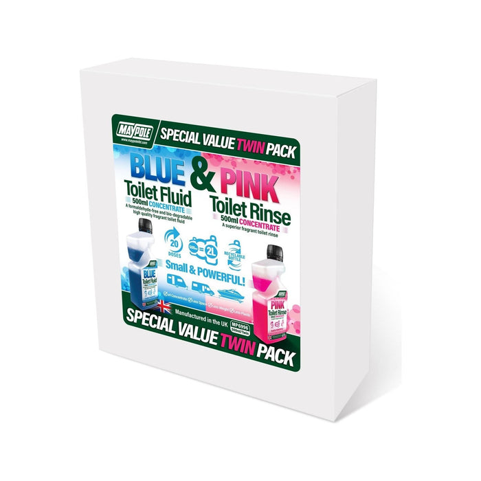 Maypole Twin Pack Toilet Fluid & Rinse Concentrate Caravan Camping Makes 4L Maypole  - Dynamic Drive