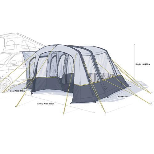 Maypole Warwick Driveaway Air Awning Low 180cm-210cm Campervan UK Camping And Leisure