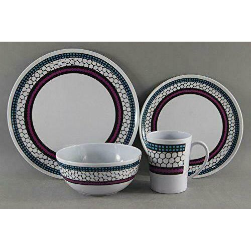 Melamine Honeycomb 16pc 100% Melamine Dinner Set For Caravan Camping Leisurewize  - Dynamic Drive