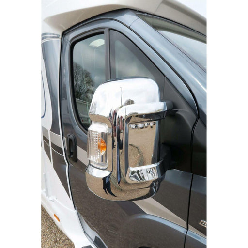 Milenco Short Arm Chrome Mirror Covers for Fiat Ducato, Peugeot Boxer, Citroen Relay Van/Motorhome UK Camping And Leisure