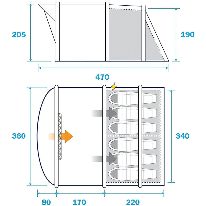 Olympus Air Tent 6 Person with Pump and Carry Bag Lesiurewize  - Dynamic Drive