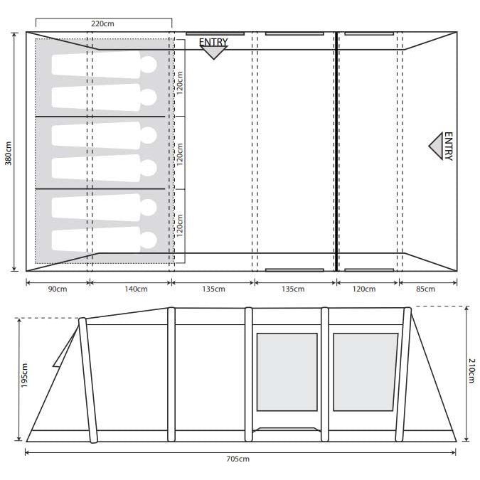 Outdoor Revolution Camp Star 6 Berth 600 Inflatable Air Tent bundle with Footprint & Carpet Outdoor Revolution  - Dynamic Drive