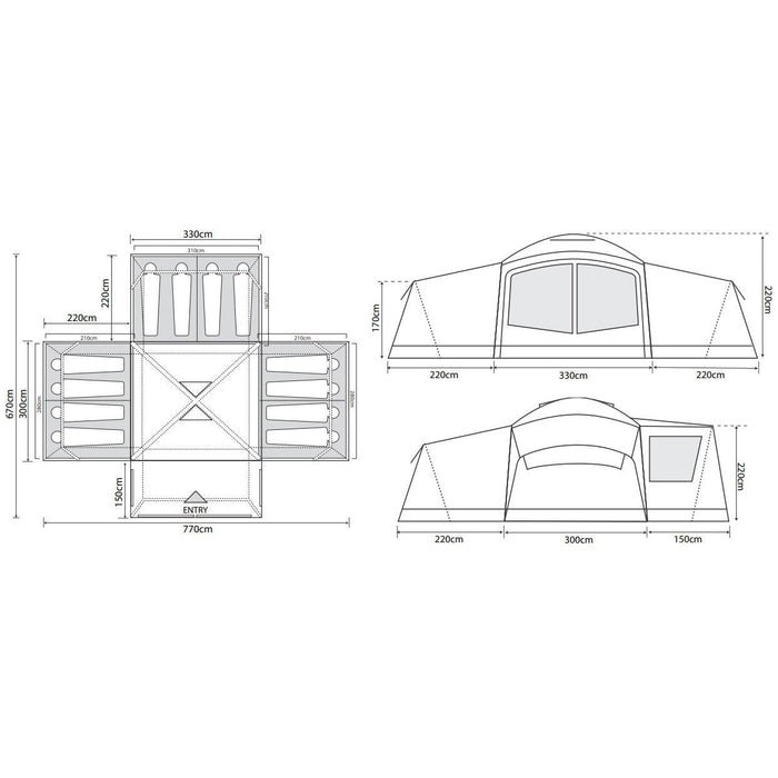 Outdoor Revolution Camp Star 8+ Berth 1200 Inflatable Air Tent bundle with Footprint & Carpet Outdoor Revolution  - Dynamic Drive