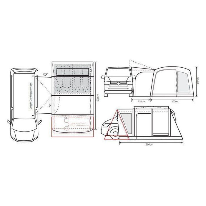 Outdoor Revolution Cayman Cacos Inflatable Air SL Low Awning (180-210cm) Outdoor Revolution  - Dynamic Drive