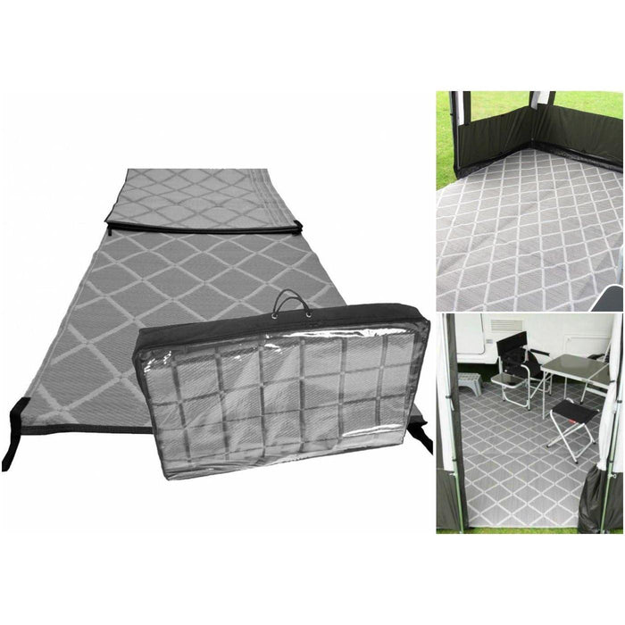 Paradise 2.5 X 2.5M Luxury Awning Carpet Moroccan Style Ground Sheet Grey - UK Camping And Leisure