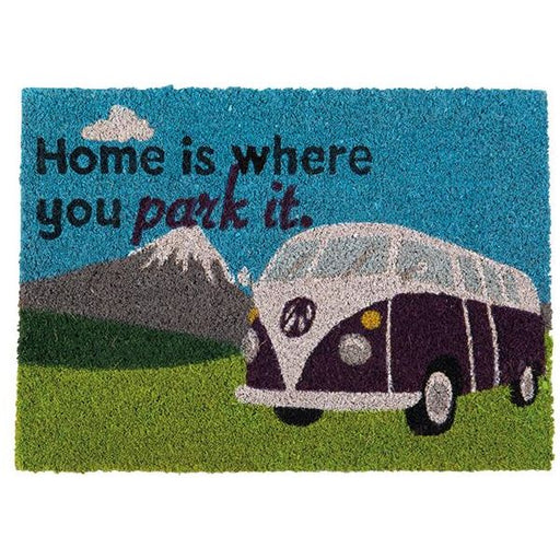 Quest Campervan Door Mat Home Is Where You Park It Outdoor Heavy Duty Coir for VW - UK Camping And Leisure