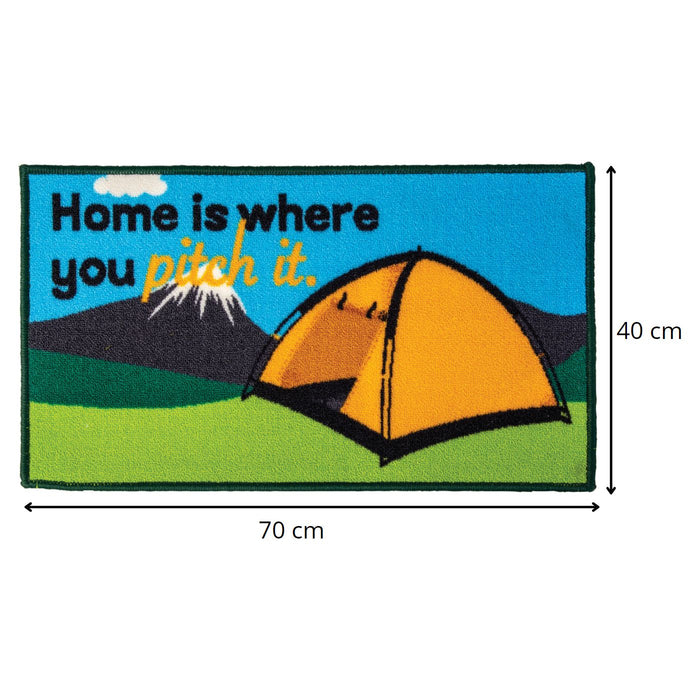 Quest Home Is Where You Pitch It Indoor Door Mat Washable 40 x 70cm Tent Camping Quest  - Dynamic Drive