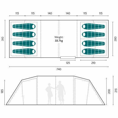 Royal Buckland 8 Berth Poled Tent Royal  - Dynamic Drive