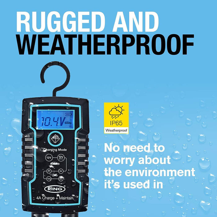 RSC804 Ring 4A Smart Battery Charger and Battery Maintainer LCD Display 6/12v Ring  - Dynamic Drive