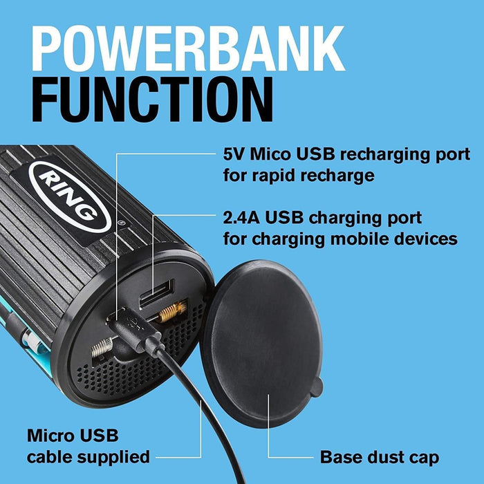 RTC2000 Ring Handheld Digital Tyre Inflator Air Compressor USB LED Cordless UK Camping And Leisure