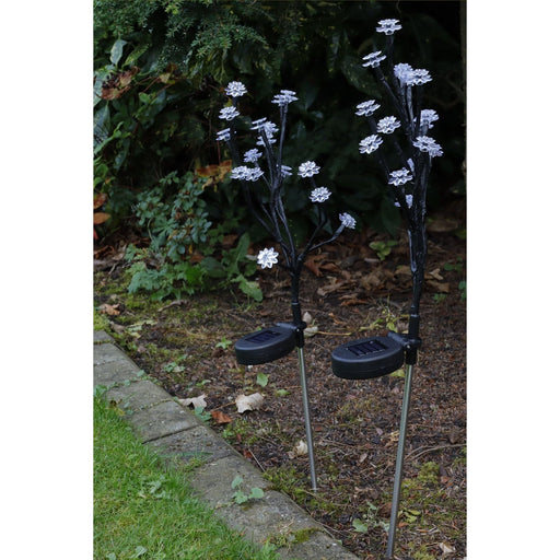 Set of 2 Solar LED Colourful Flower Tree Stake Lights for Garden Border Patio Streetwize  - Dynamic Drive