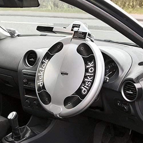 Small Silver Disklok Car Steering Wheel Security Auto Lock Anti Theft Clamp Rhd Disklok  - Dynamic Drive