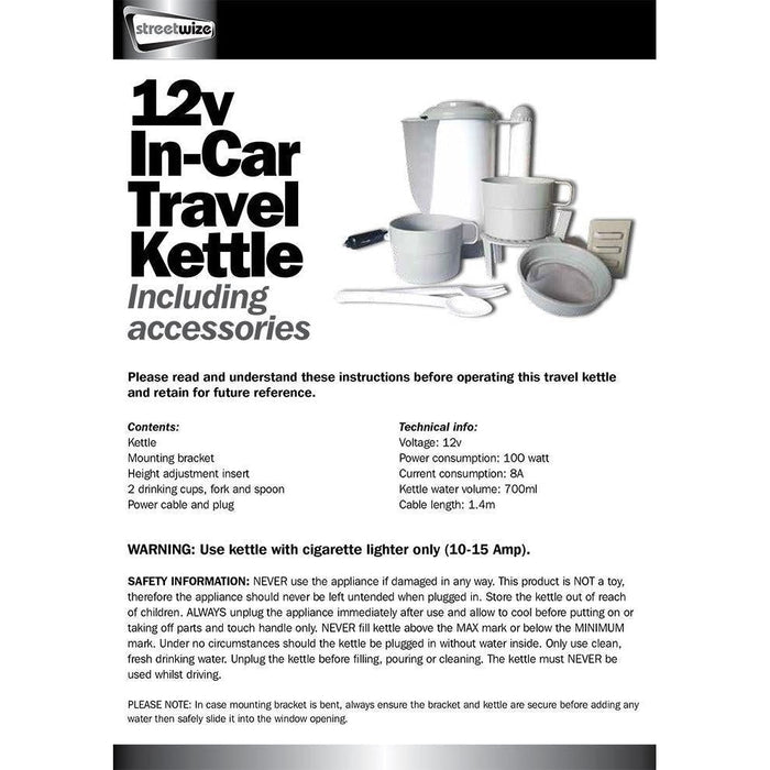 Streetwize 12v Travel Kettle Streetwize  - Dynamic Drive