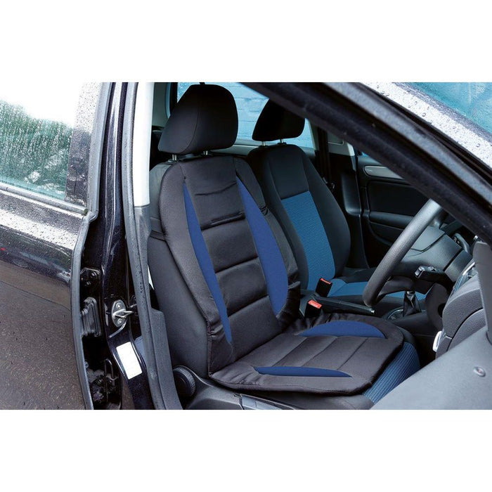 Stylish Blue/Black Car Van Seat Cushion Front Seat Cover Protect Back Support Streetwize  - Dynamic Drive