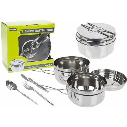 Summit Tiffin Cooking Portable 6 Piece Camping Caravan Festival Pots Pan Cutlery Summit  - Dynamic Drive