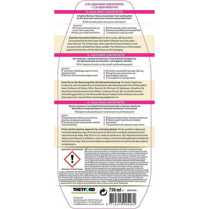 Thetford Aqua Rinse Plus Concentrate Pink Toilet Chemical Fluid for Caravan or Motorhome Thetford  - Dynamic Drive