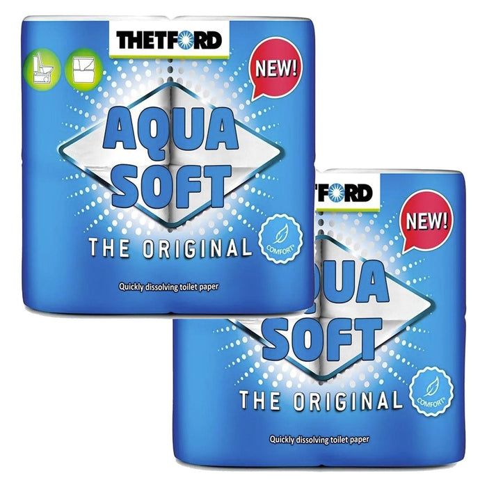 Thetford Aqua Soft Toilet Tissue Paper 8 x Rolls Motorhome Waste Thetford  - Dynamic Drive